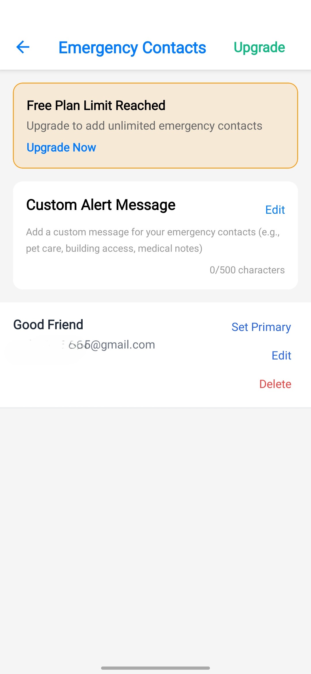 StillHere App Screenshot - Contacts