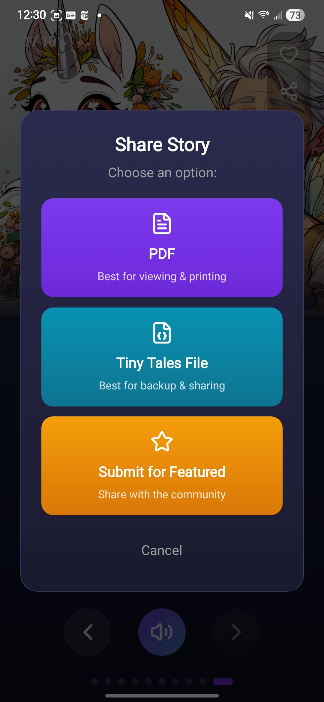 TinyTales App Screenshot - Library