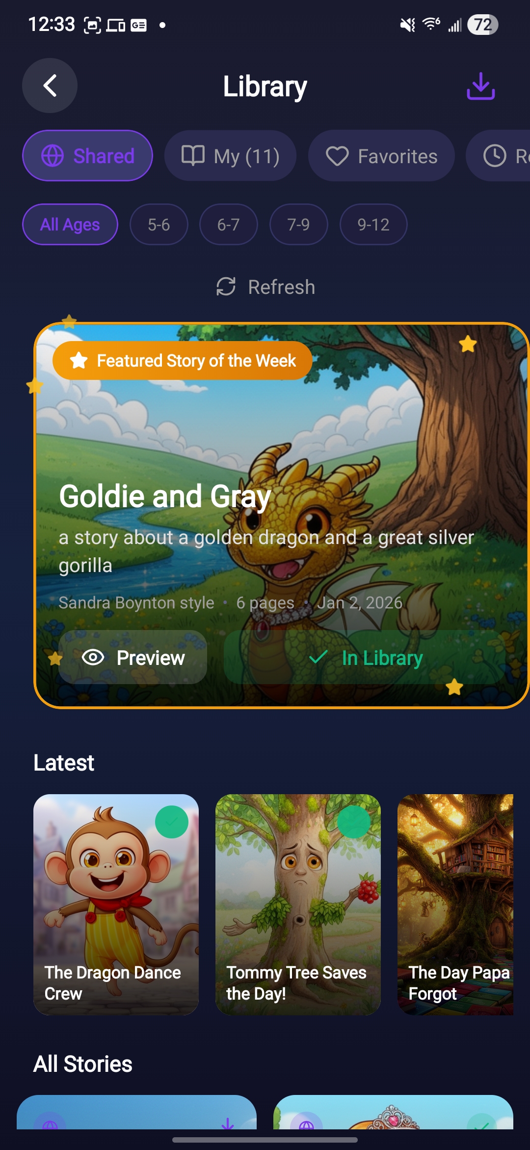 TinyTales App Screenshot
